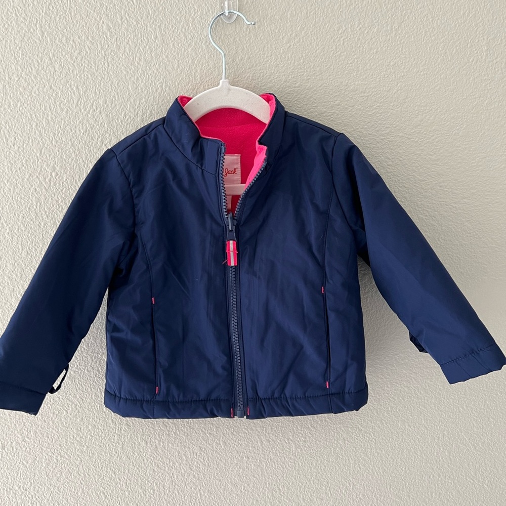 Cat & Jack Navy Blue Jacket with Pink Fleece Lining. Size 18-24mos.